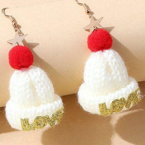 Christmas LOVE Knitted Drop Earrings - Picture 3 of 3